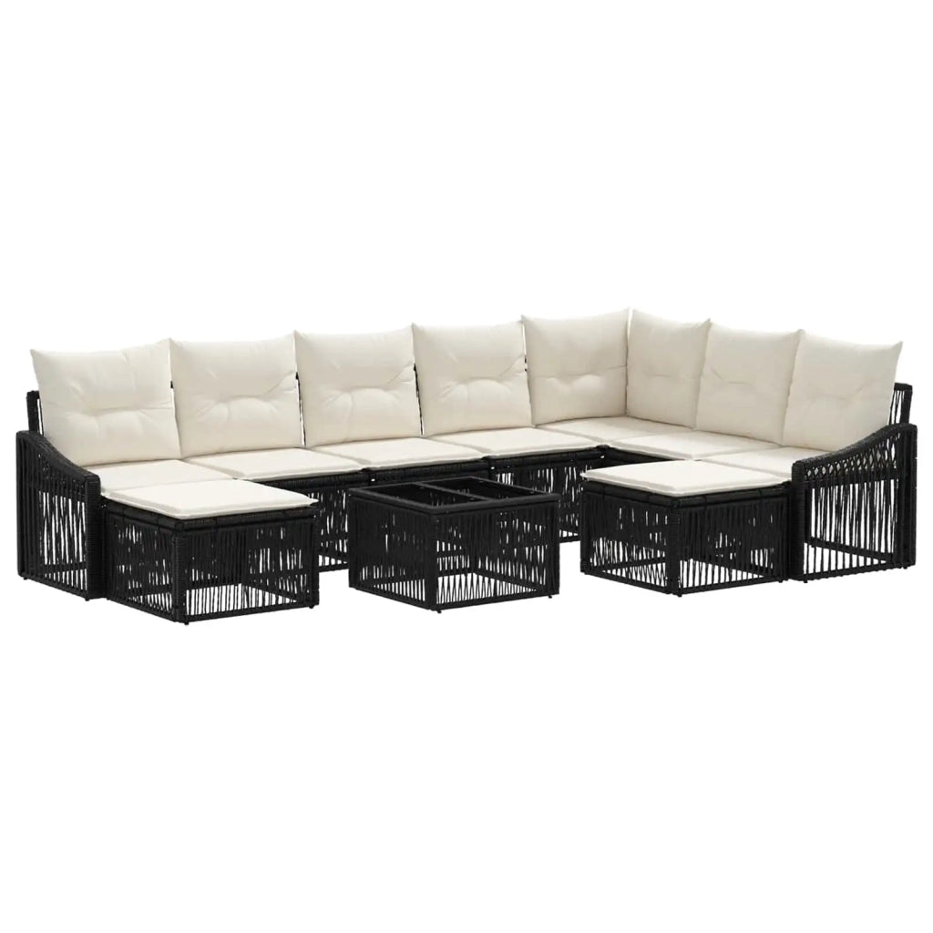 Set Divano da Giardino 10 pcs Nero polyrattan
