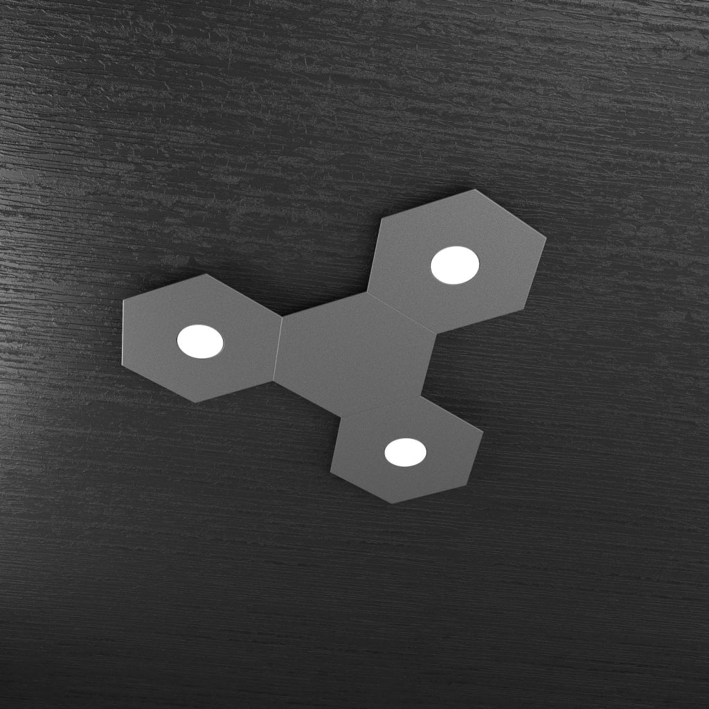 HEXAGON APPLIQUE-PLAFONIERA 3 LUCI + 1 DECORATIVO GRIGIO ANTRACITE 1142-3L1D-GA