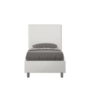 BS COM Letto singolo con rete imbottito 90x210 similpelle bianco