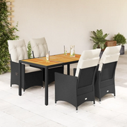 vidaXL Set da Pranzo da Giardino 5 pz Nero con Cuscini in Polyrattan
