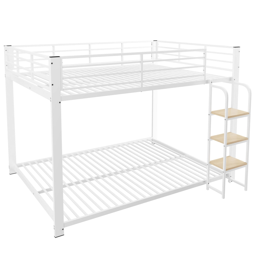 Letto a castello bianco 140 x 200 cm con scala a gradini