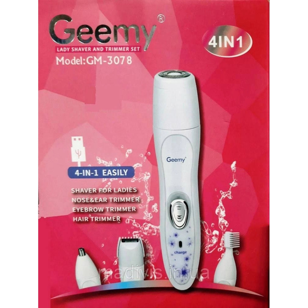 Trade Shop - Kit 4 In 1 Rasoio Rifinitore Donna Epilatore Professionale Ricaricabile Gm-3078 -