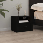 Comodino a Muro-Tavolino da notte sospeso Nero 50x36x40 cm 379276