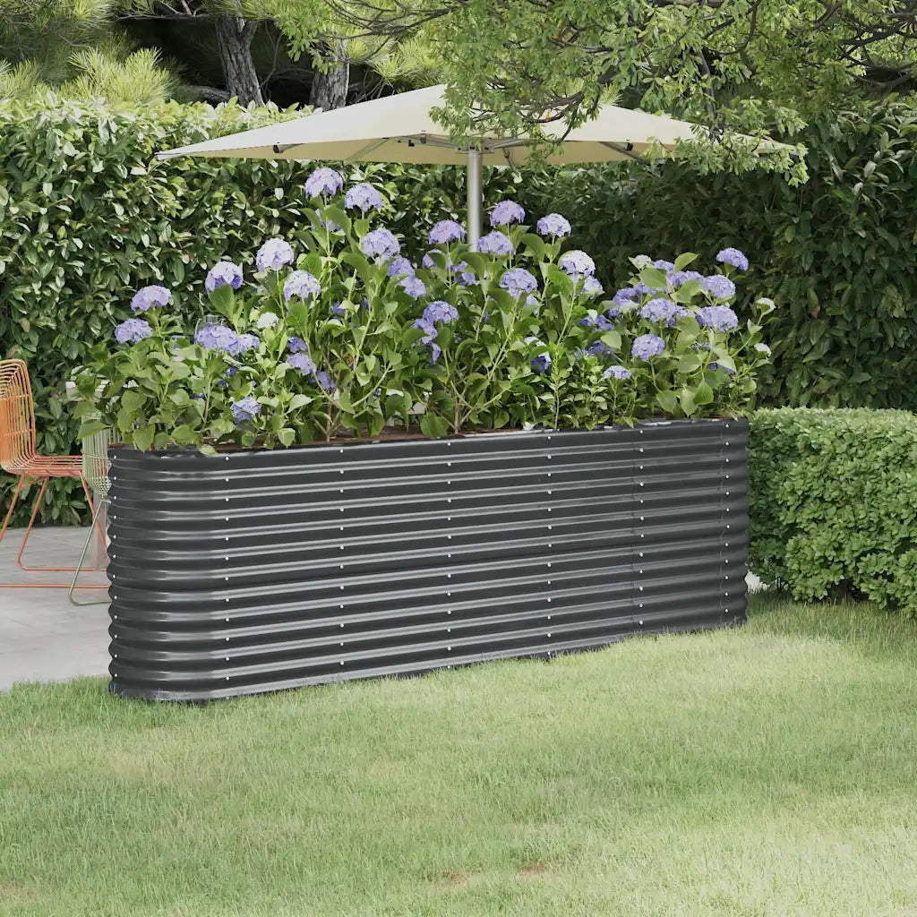 Fioriere | Cassetta per fiori | Letto da Giardino in Acciaio Zincato 224x40x68 cm Antracite