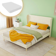 Letto Imbottito con Testiera Morbida e Materasso ¨C MINIMAL ¨C Beige 140x200