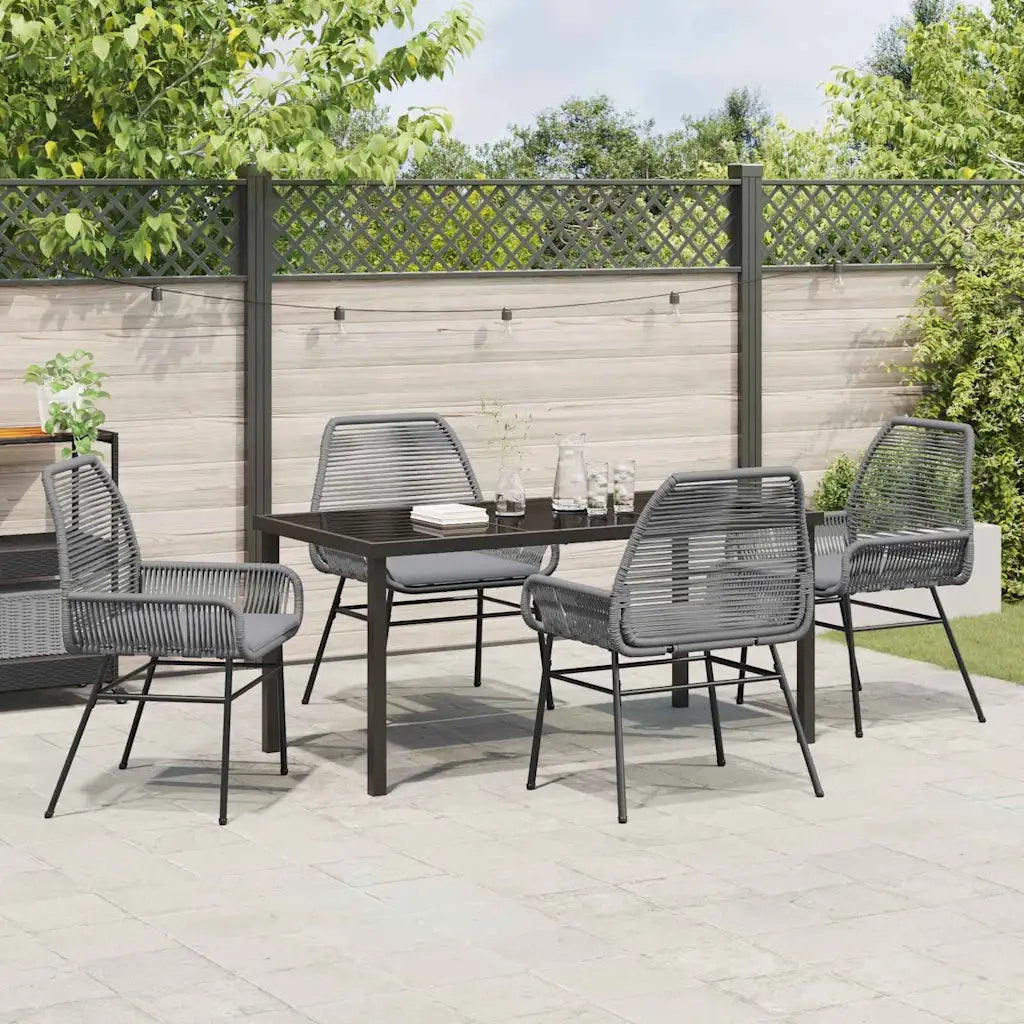 Set da Pranzo per Giardino con cuscino 5 pcs Grigio polyrattan 3380886
