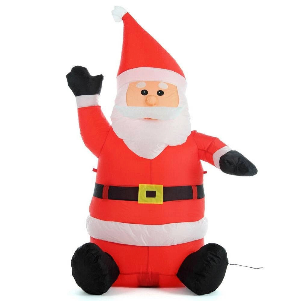 Trade Shop - Gonfiabile Babbo Natale Seduto Con Illuminazione Led Altezza 120 Cm Per Esterno -