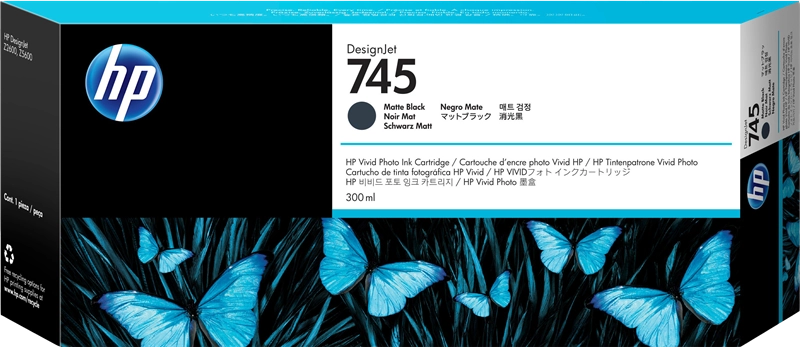 HP Cartuccia Inchiostro Nero Opaco DesignJet 745, 300 ml