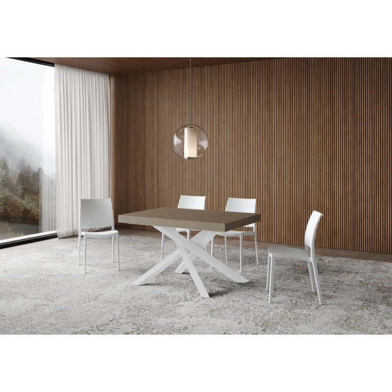 Tavolo allungabile 120/224x90 cm Volantis telaio Bianche - Tortora