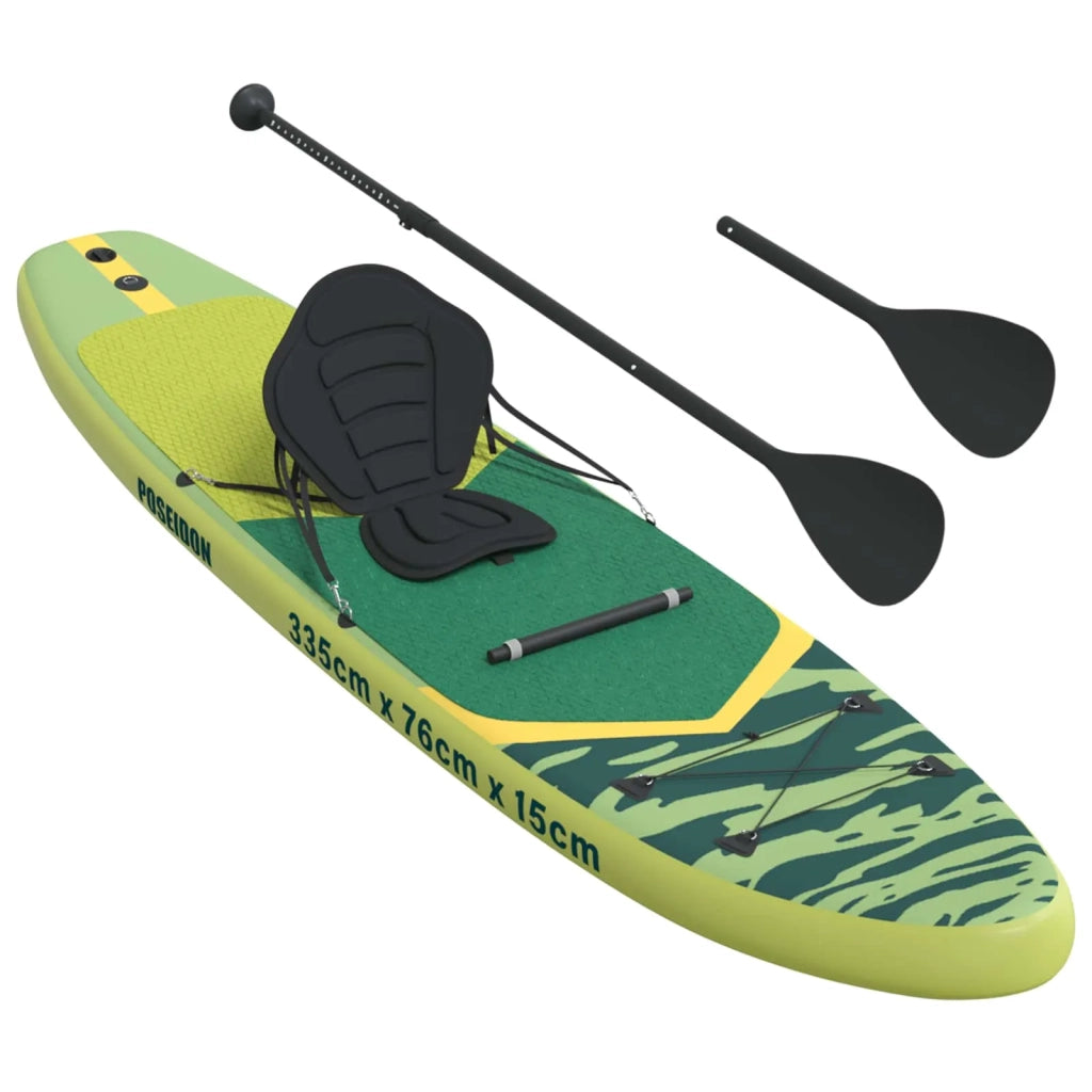 SUP Board con Seggiolino 2-in-1 POSEIDON 335 x 76 x 15 cm Verde 42039130