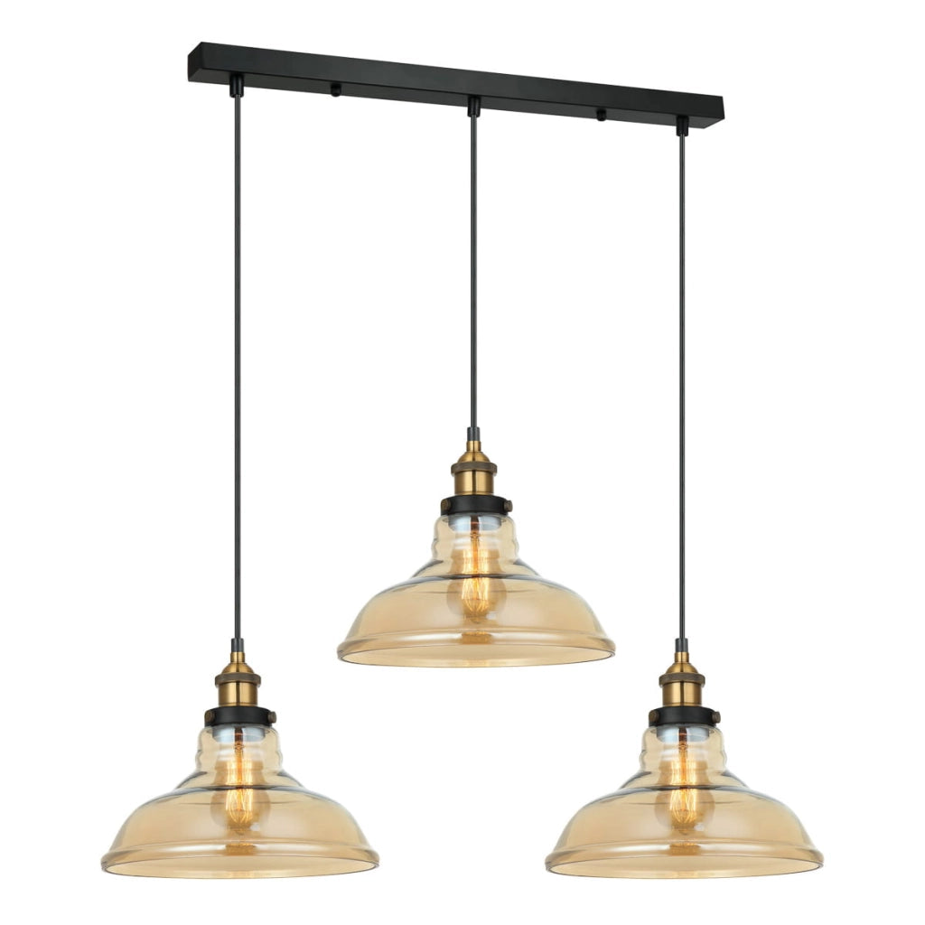 Italux Hubert lampadario industriale nero-oro 3xE27 IP20