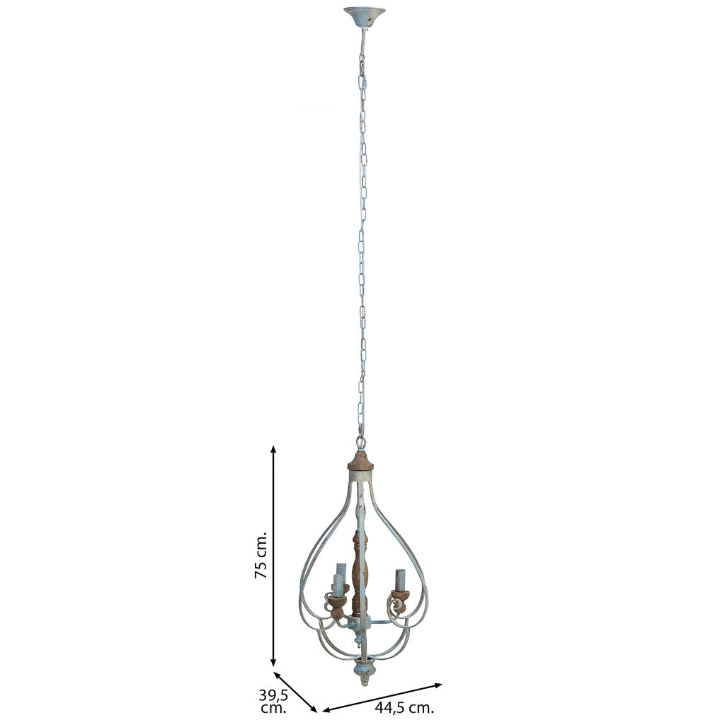 Lampada da soffitto in legno e metallo grigio 44,5X39,5X75h cm