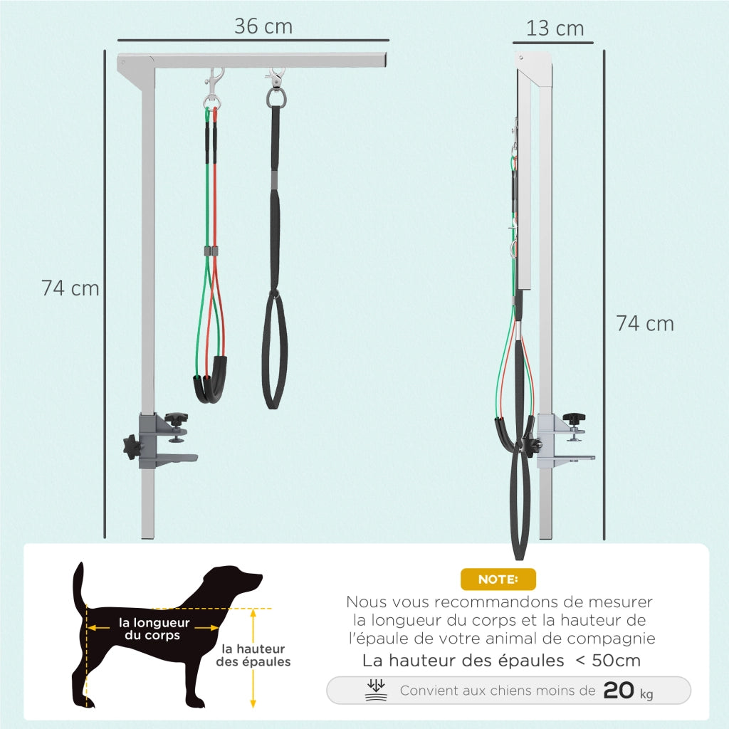 Supporto Toeletta Pieghevole Per Cani ¨C Zephmum ¨C Acciaio Inox, Altezza Regolabile 74 cm
