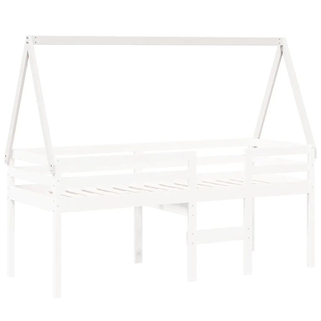 Tetto Letto Bambini Bianco 199x95,5x88 cm Legno Massello Pino