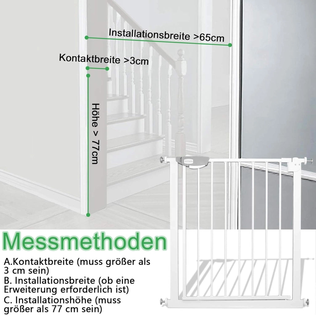 Griglia di protezione per scale, 100 cm, senza foratura, per porte e scale, con chiusura automatica, per bambini, per cani e bambini, per 105-115 cm (bianco), WR-(HAG1241D)