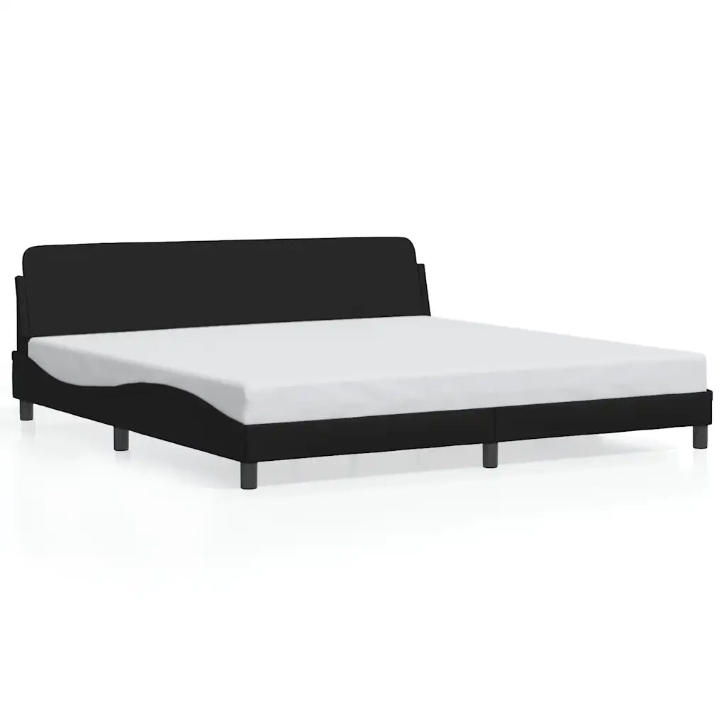 Letto matrimoniale | Letto per adulti | Giroletto Dover Nero 200x200 cm in Similpelle