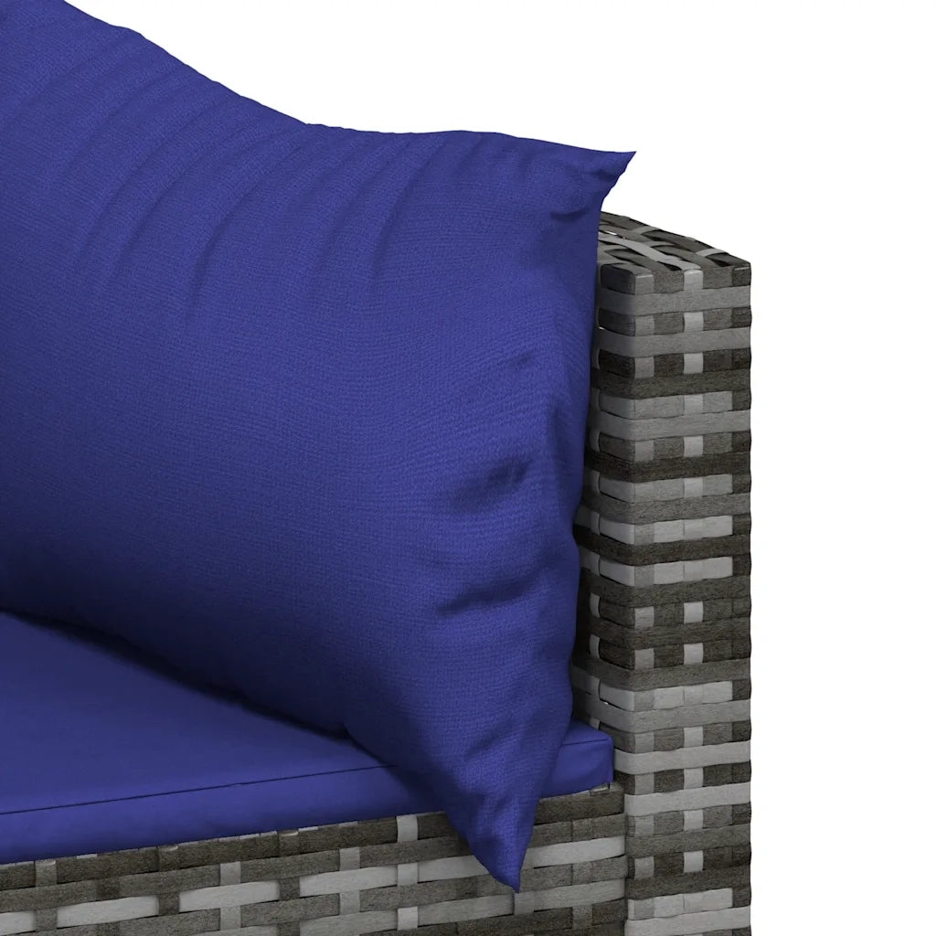 Set Divani da Giardino 3 pz | Set Salotto da Giardino con Cuscini in Polyrattan Grigio