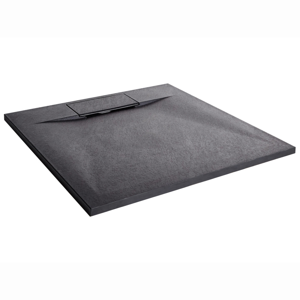 Piatto doccia con scarico nero SMC 80 x 80 x 3 cm effetto pietra naturale minimalista