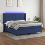 Letto a Molle con Materasso e LED Blu 160x200 cm in Tessuto cod mxl 35772