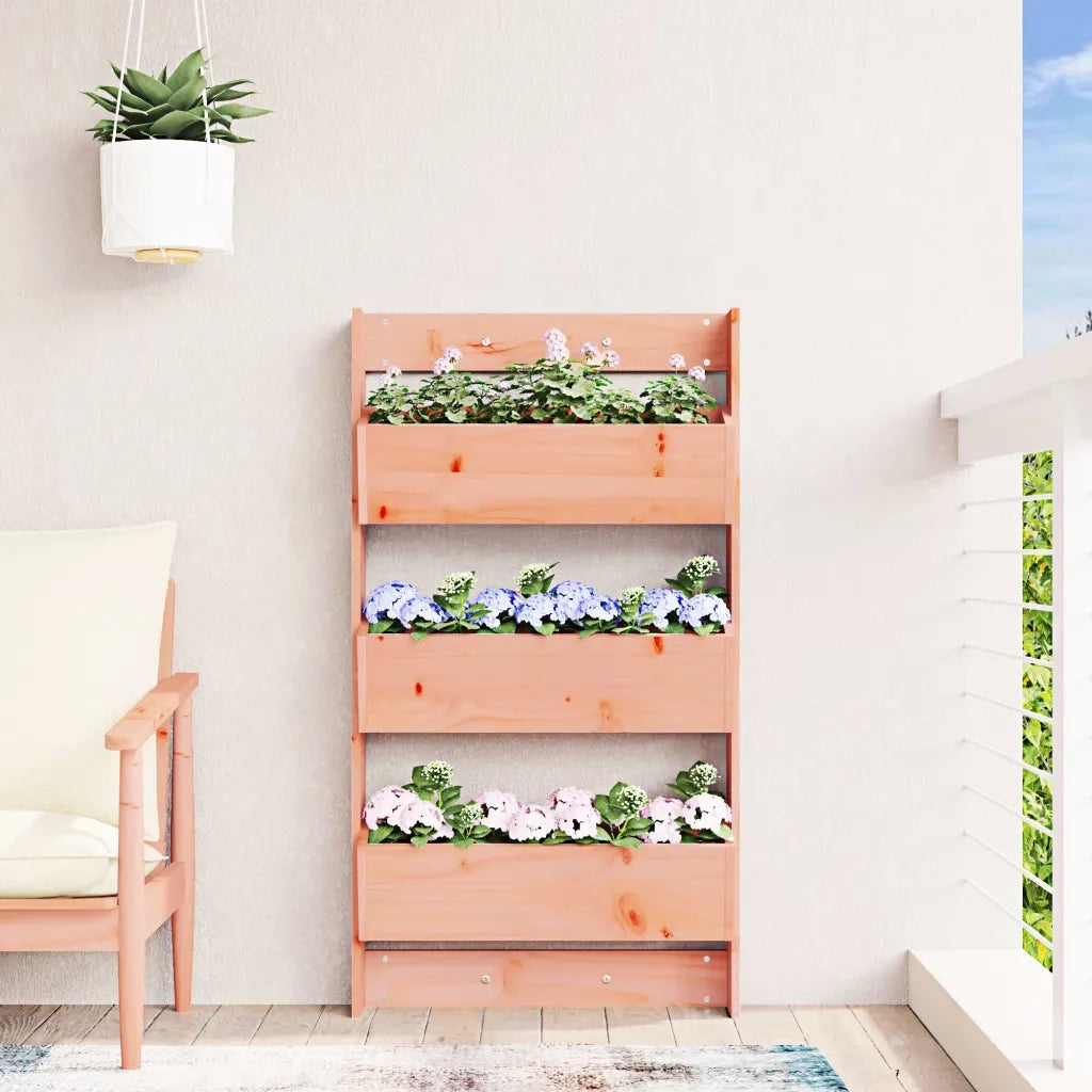 Fioriera a Muro 3 Ripiani-Vaso-Contenitore per Piante 60x18,5x110cm Legno Massello Douglas