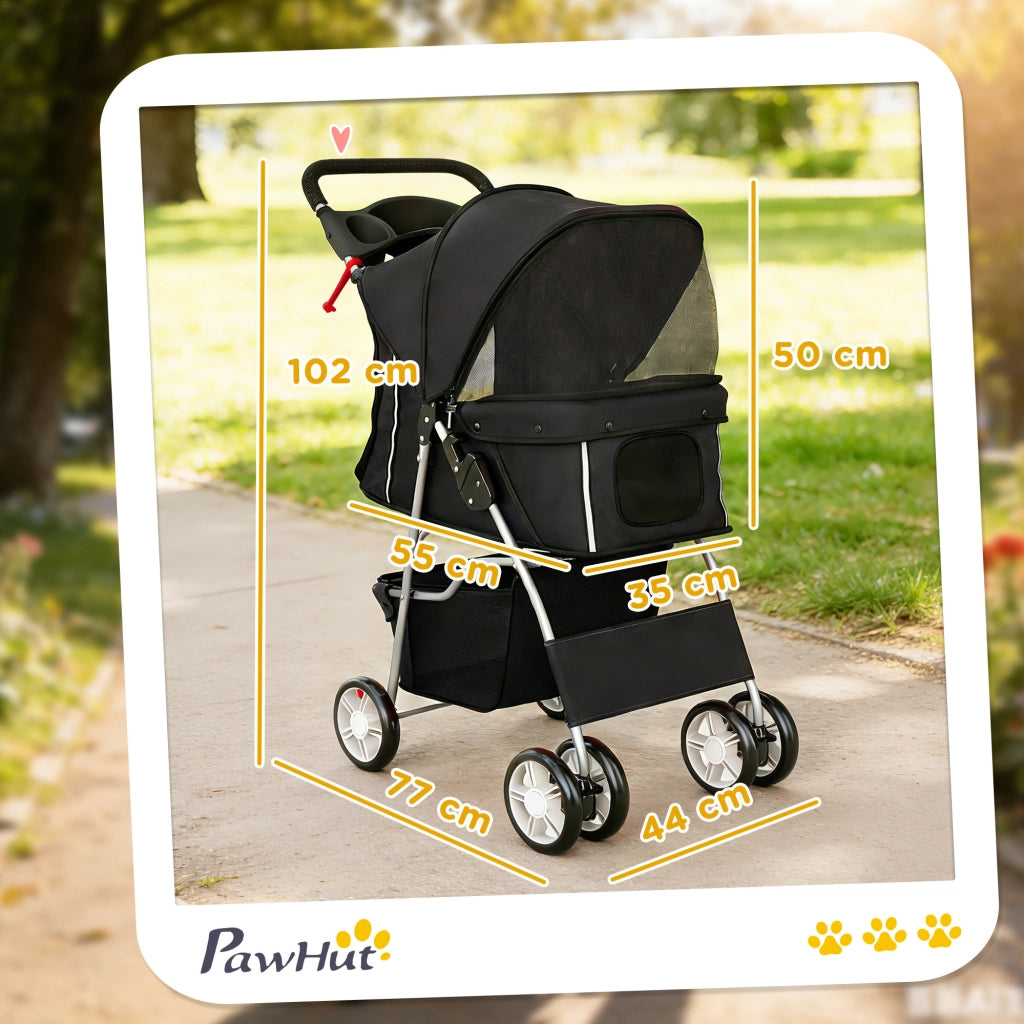 Carrello per Cani Pieghevole ¨C Zephmum ¨C 77x44x102 cm Nero