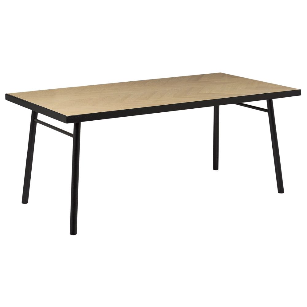 Tavolo da pranzo in legno di frassino chiaro con legno di gomma MDF nero 180 x 90 cm Rettangolare per 6 persone Sala da pranzo tradizionale