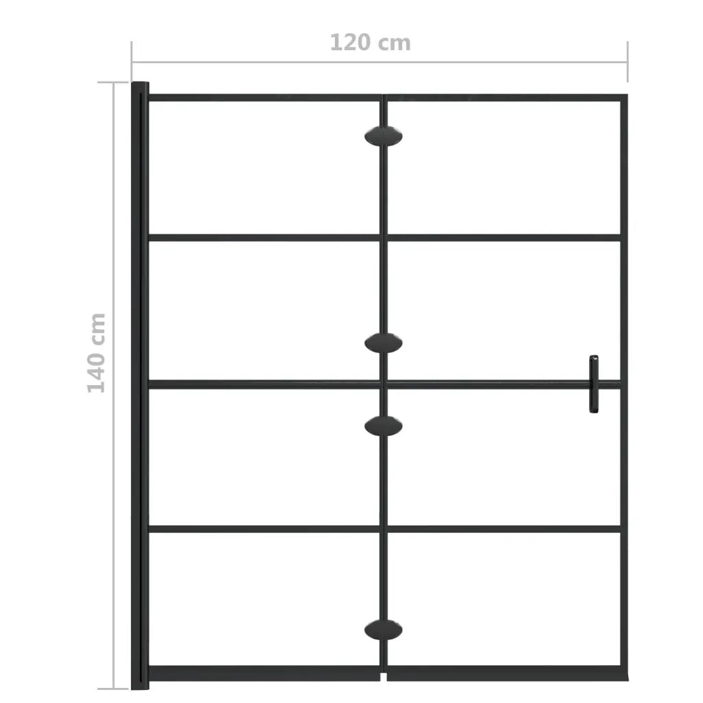 Pannello Doccia Pieghevole in ESG 120x140 cm Nero CFW1513730