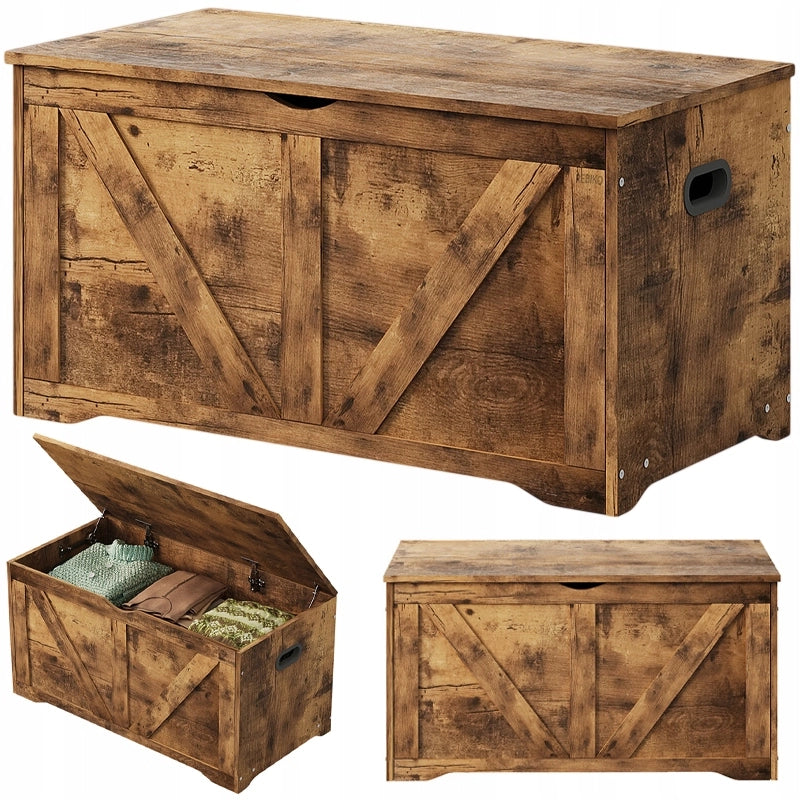 Cassapanca in legno, organizer, panca, stile loft marrone, 100 cm