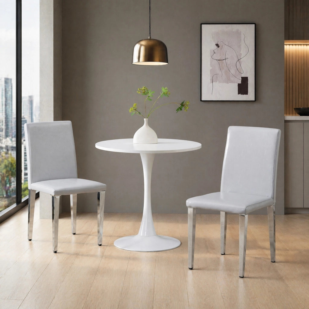 SEDIA da pranzo moderna 90 cm grigio chiaro e argento Set da 2 pezzi