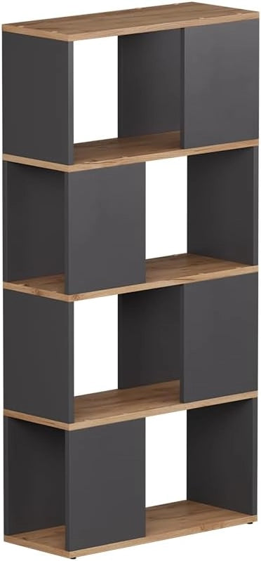 Divisorio per ambienti Eneos, Rovere bianco/dorato, 100 x 124.5 cm, utilizzabile come scaffale autoportante per una suddivisione flessibile degli spazi