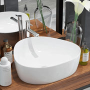 Lavandino Triangolare in Ceramica Bianca 50,5x41x12 cm 142345