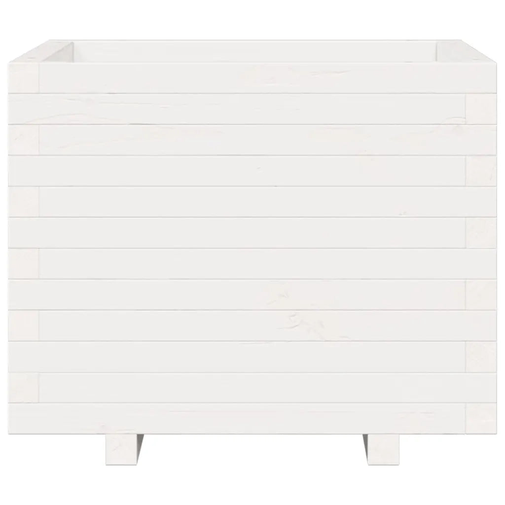 Fioriera da Giardino Bianca 60x60x49,5cm Legno Massello di Pino