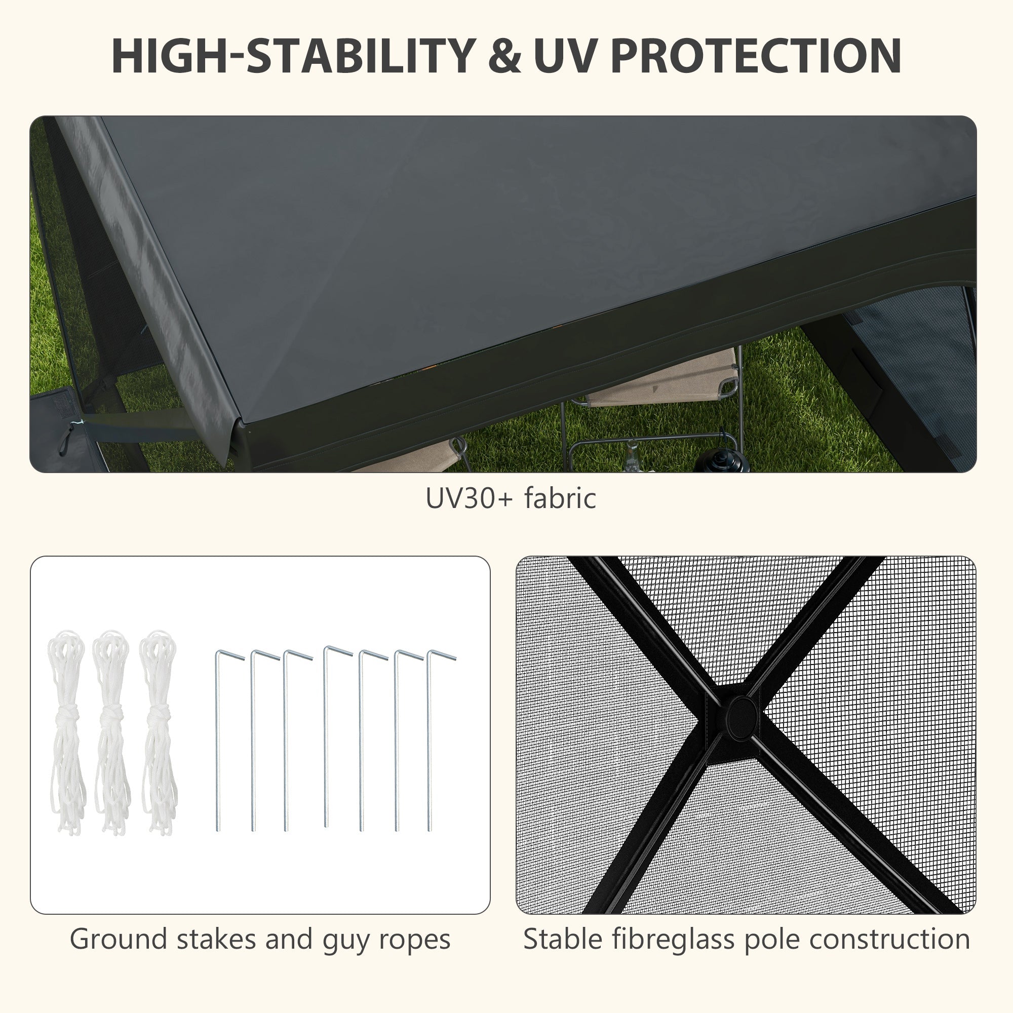 Gazebo da Giardino  Pieghevole con Tende e Zanzariere 2x2,5m e Borsa di Trasporto Nero