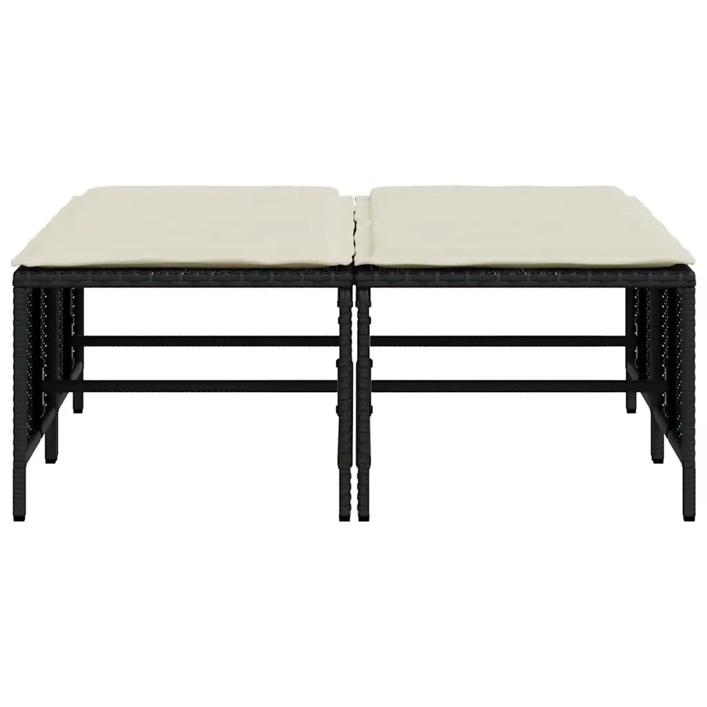 Sgabelli da Giardino con Cuscini 4 pz Neri in Polyrattan