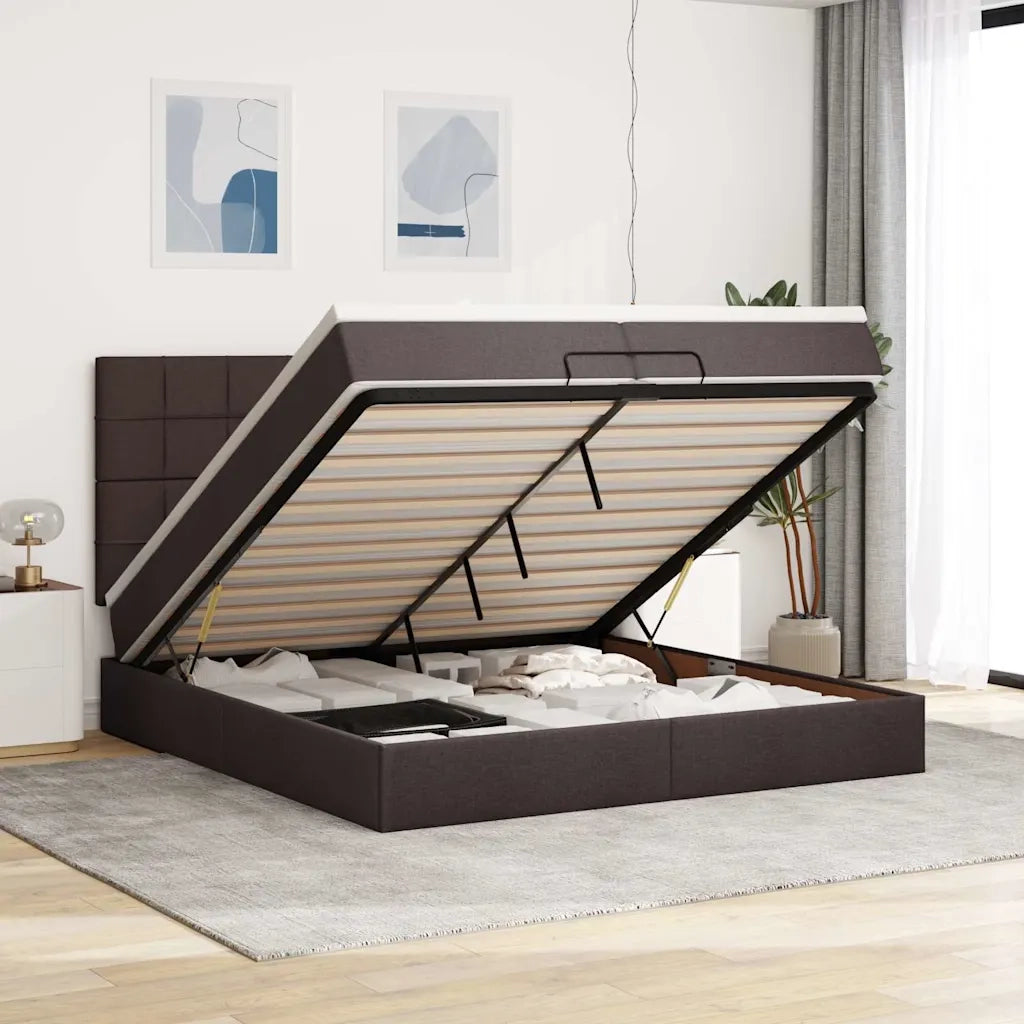Struttura Letto Pouf con Materassi 200x200 cm in Tessuto 3314034