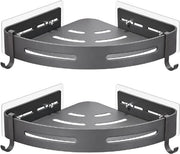 Pannelli di supporto per angolo della doccia senza forare - Asciugamani appesi con 4 ganci - Pannelli di supporto per oggetti in alluminio inossidabile - Organizzatore per doccia murale - 2 pezzi - Grigio