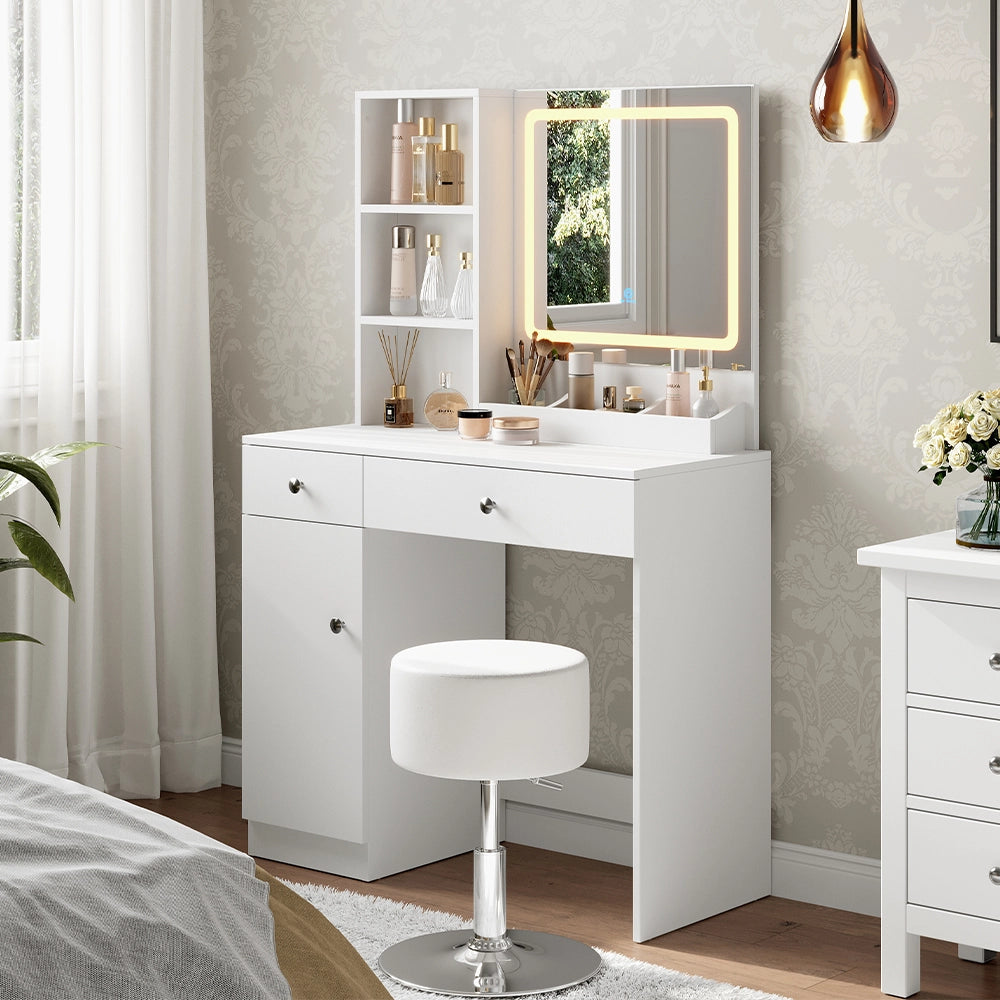 Vicco Tavolo da toilette Bianco 90 cm con specchio