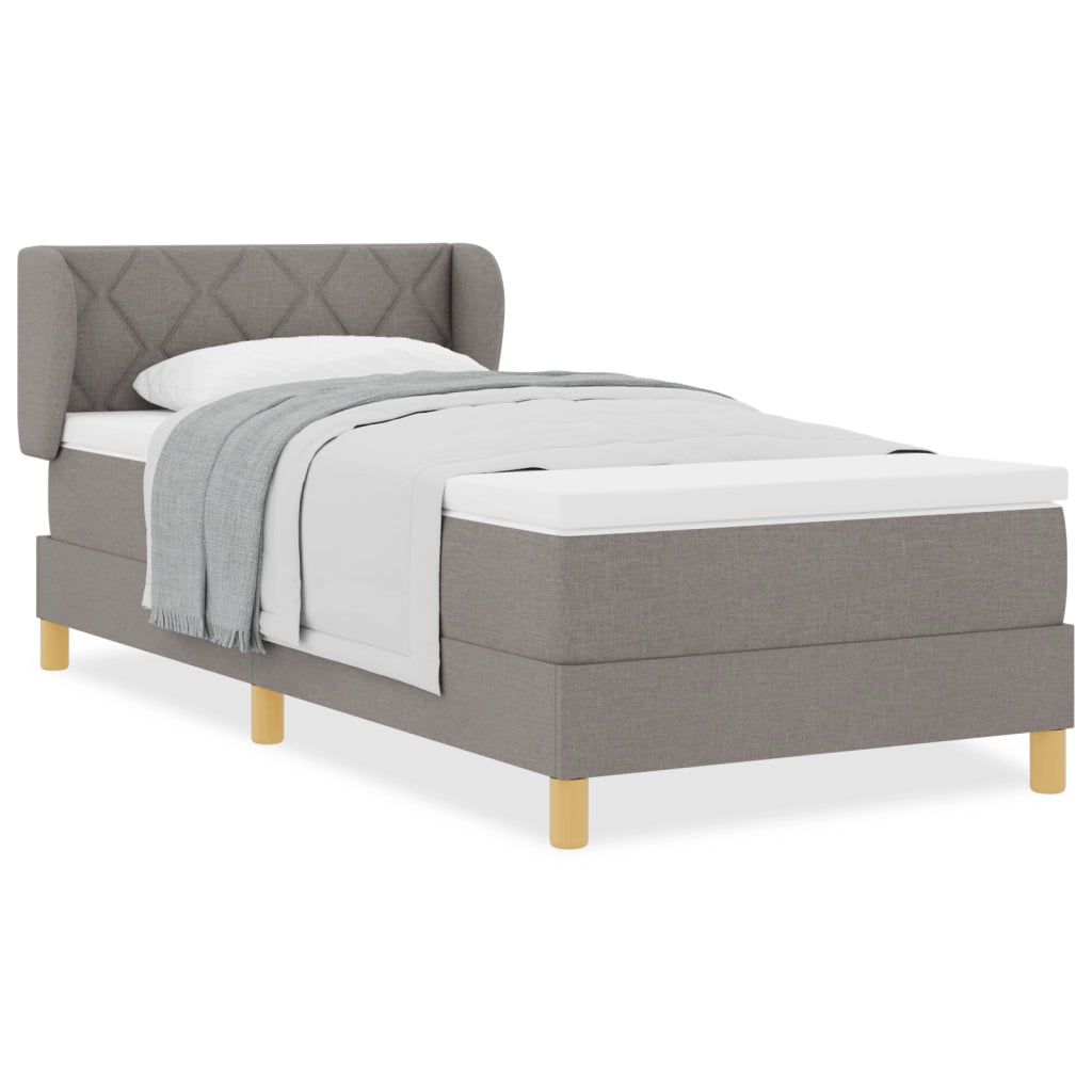 Letto Box Spring con Materasso in Tortora - 90x190 cm Tessuto