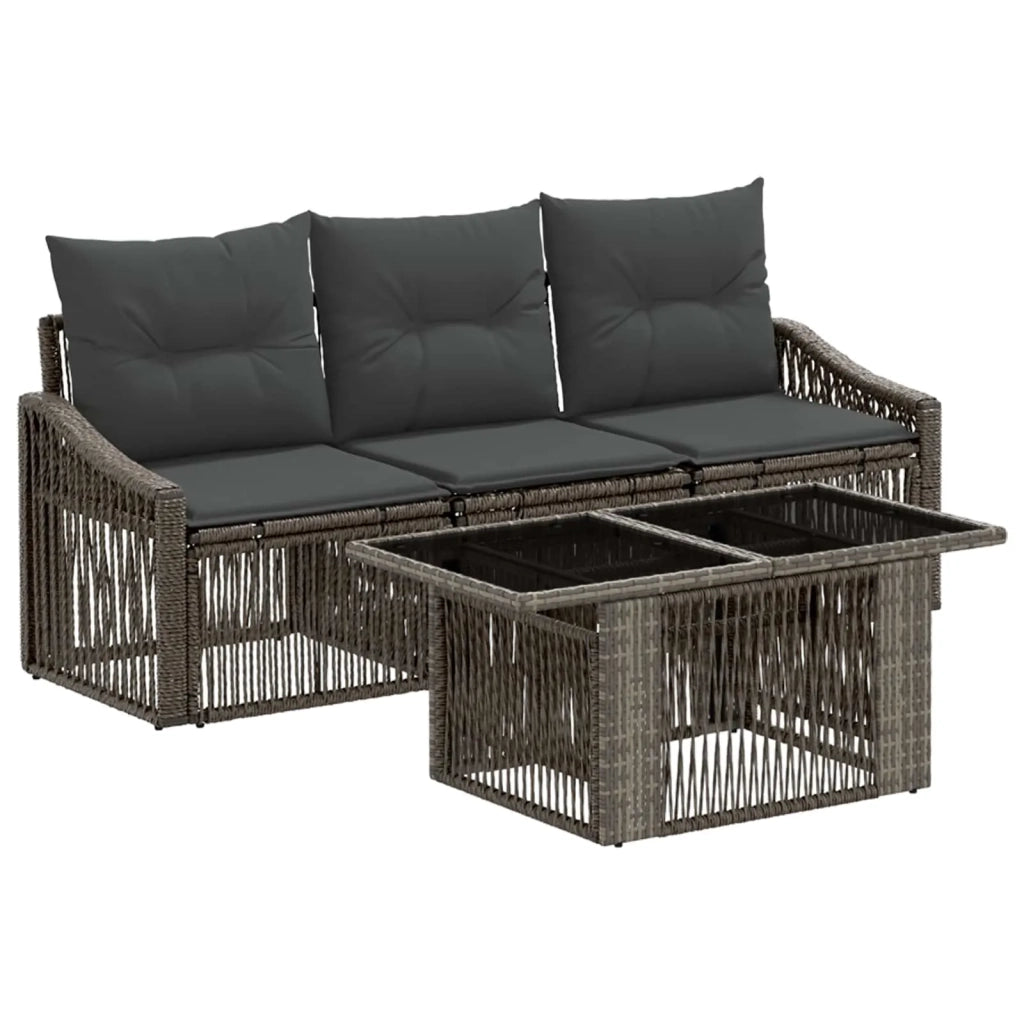 Set Divano da Giardino 4 pz Grigio e Grigio Scuro polyrattan 3437198