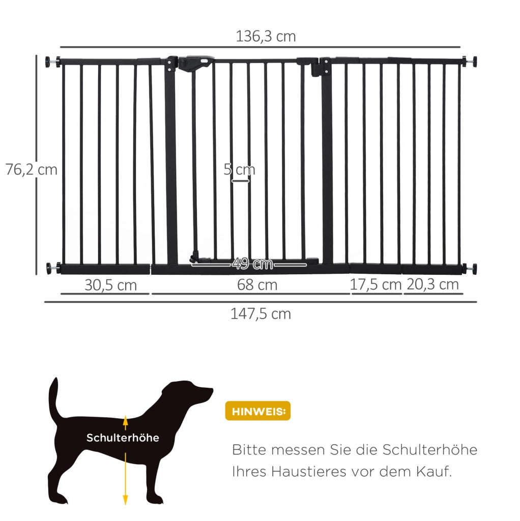Cancello di sicurezza per animali 136.3x76.2 cm con chiusura automatica in metallo nero