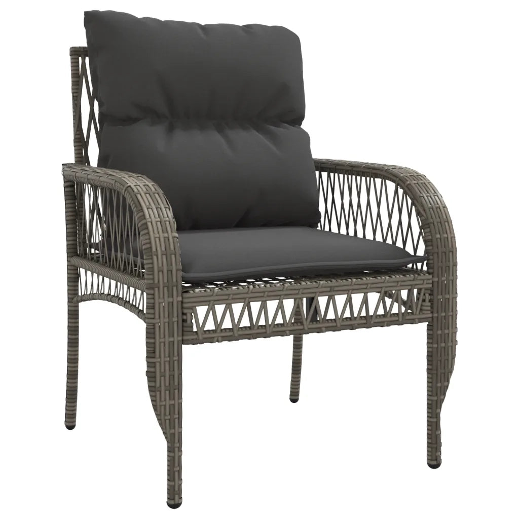 Set Divani da Giardino 4 pz | Set Salotto da Giardino con Cuscini in Polyrattan Grigio