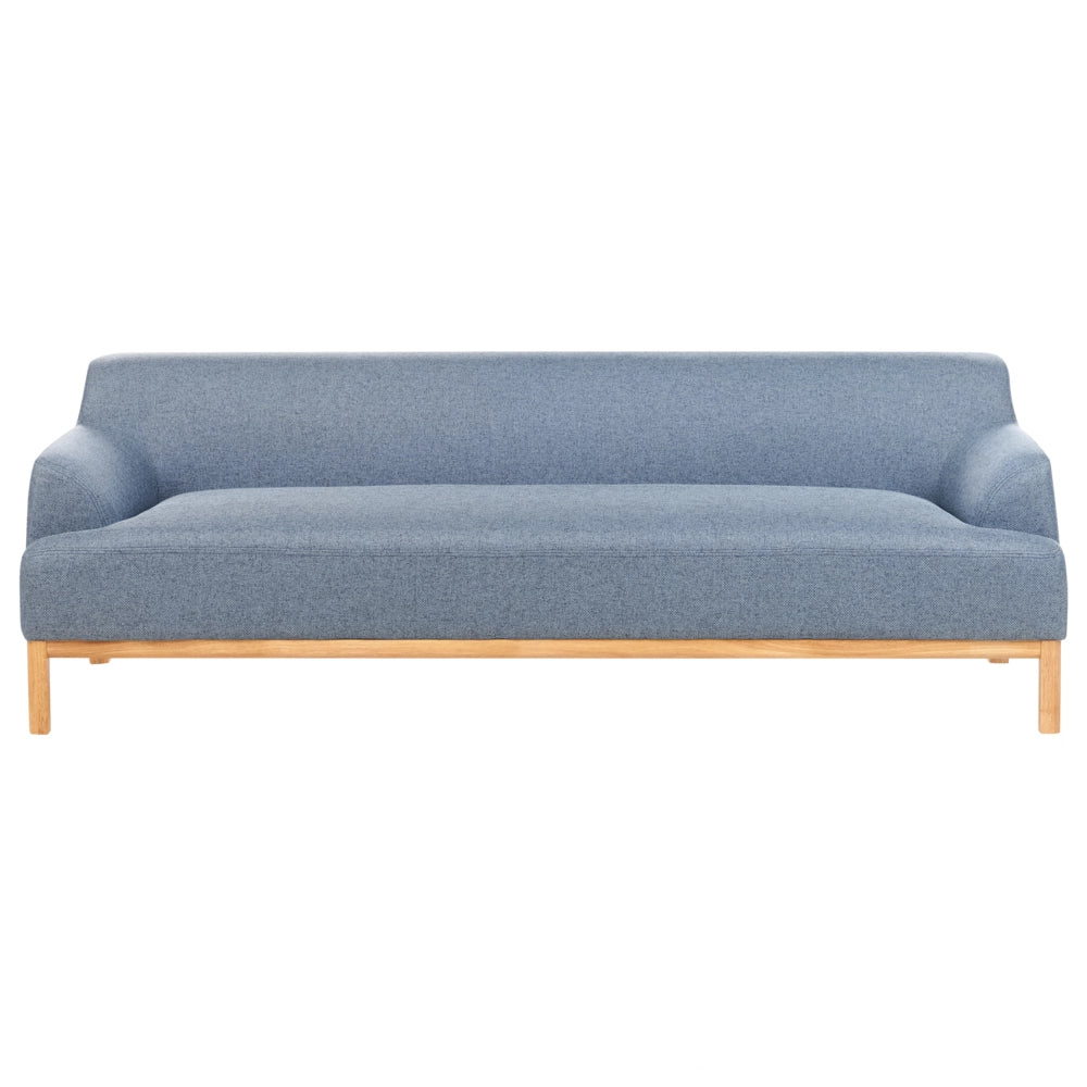 Divano a 3 posti in tessuto poliestere blu con gambe in legno Soggiorno elegante