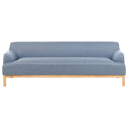 Divano a 3 posti in tessuto poliestere blu con gambe in legno Soggiorno elegante