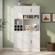 BUFFET 100x40x175 cm Bianco in truciolare con prese USB-A/USB-C e portabicchieri