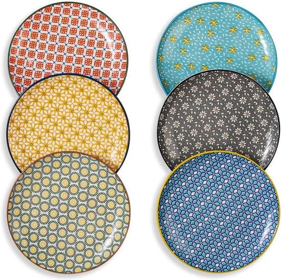 Tavolo da dessert, tavolo da salata, tavolo da lavoro, tavolo da colazione, tavolo da salata, tavolo da torta, tavolo da lavoro, ceramica, 6 porzioni, set di tavoli per dessert, salata, colazione, magnetron e lavastoviglie resistente, 20 cm
