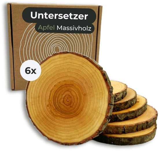 Onderzetters in legno di betulla per bicchieri 6x - set di sotto piatti in legno di betulla per bicchieri, flessi e tazze - decorazione da tavola scandinava in un solo passo - set di sotto piatti in legno di betulla (9cm) per bicchieri, flessi e tazze.