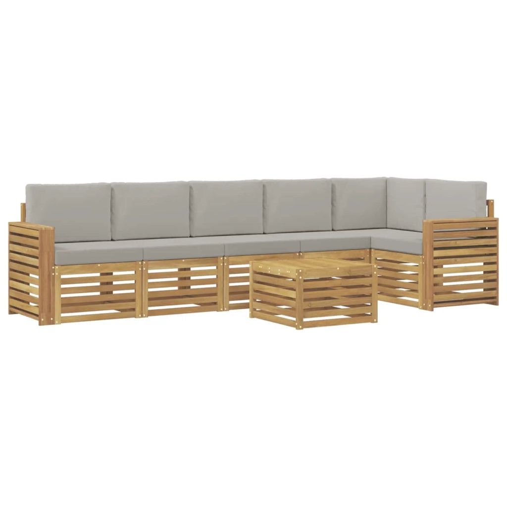 Set di divani da esterno 7 pcs Bianco e Grigio Chiaro 3391961