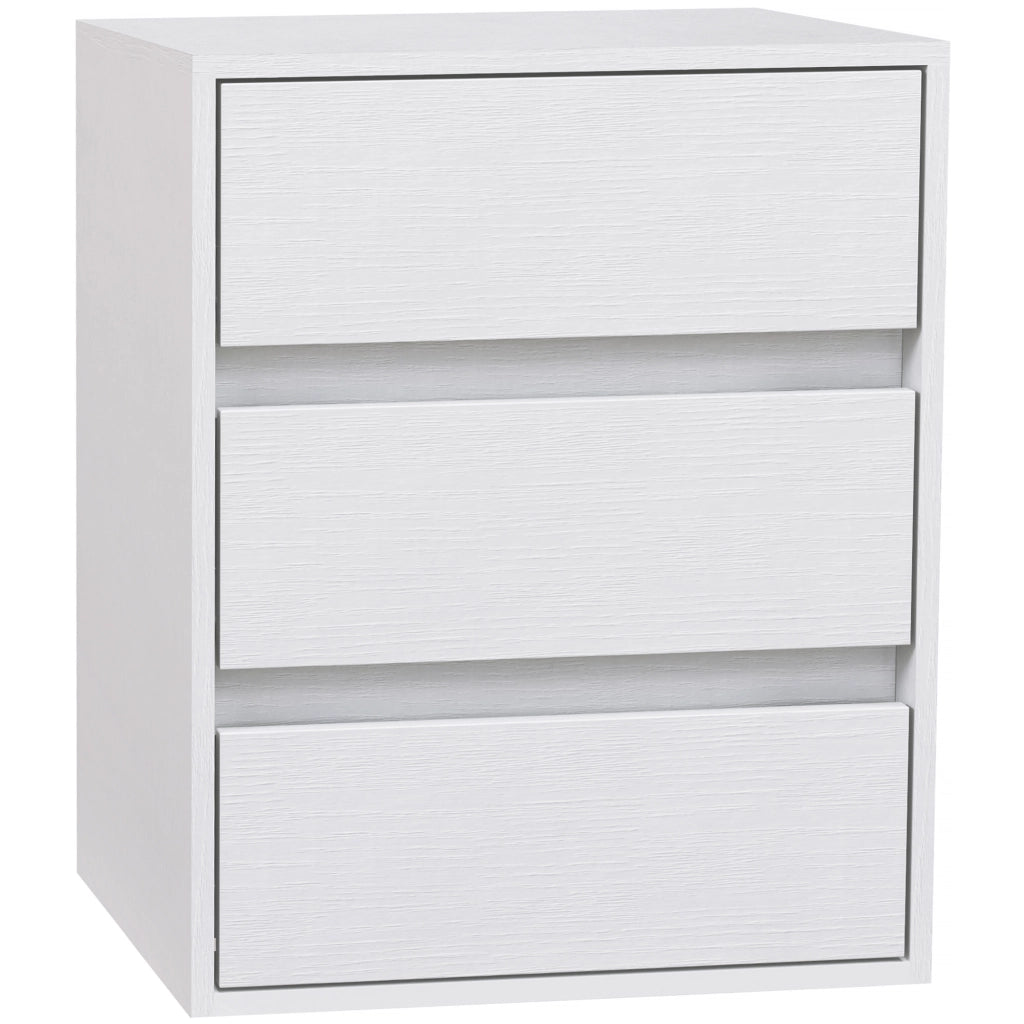 Cassettiera 3 Cassetti Moderna in Legno Bianco, 40x30x50.5 cm