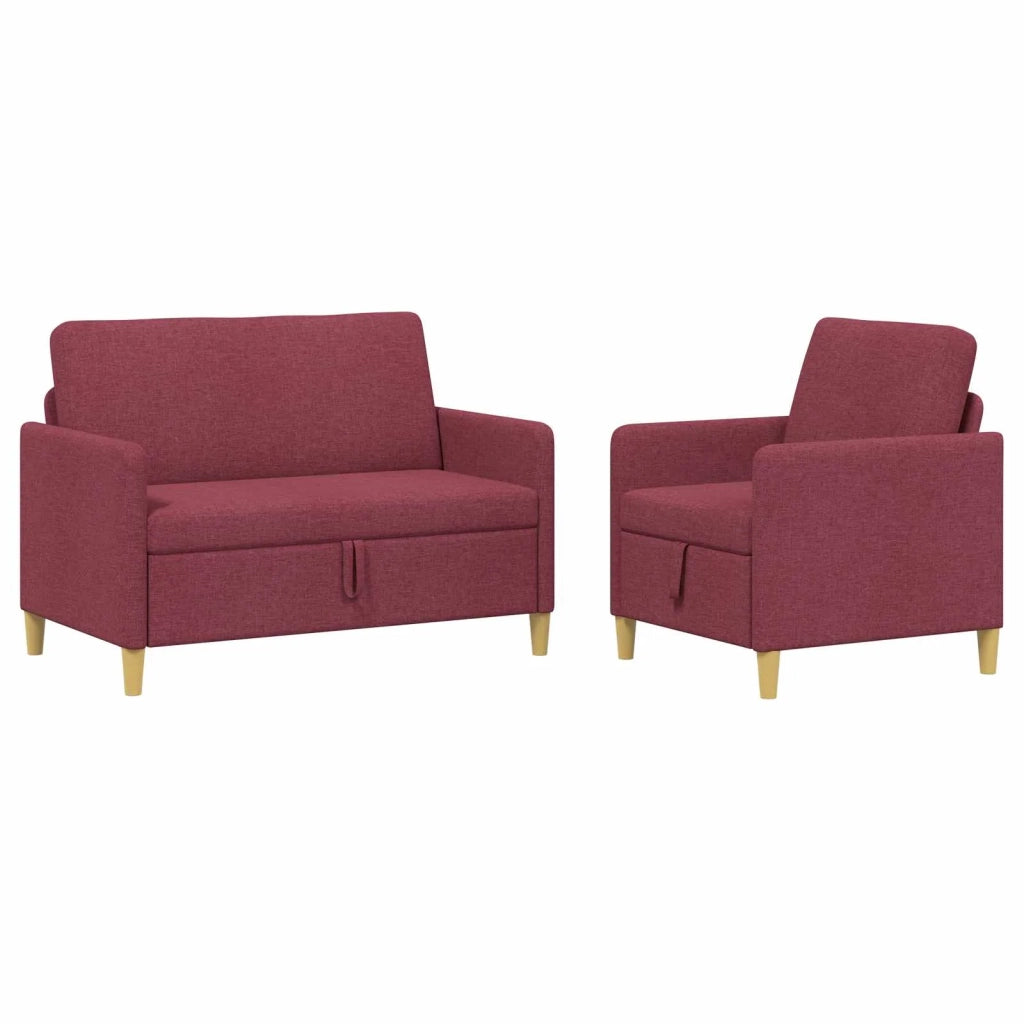 Set di Divani con Storage 2 pcs Rosso Vino Poliestere 3429151