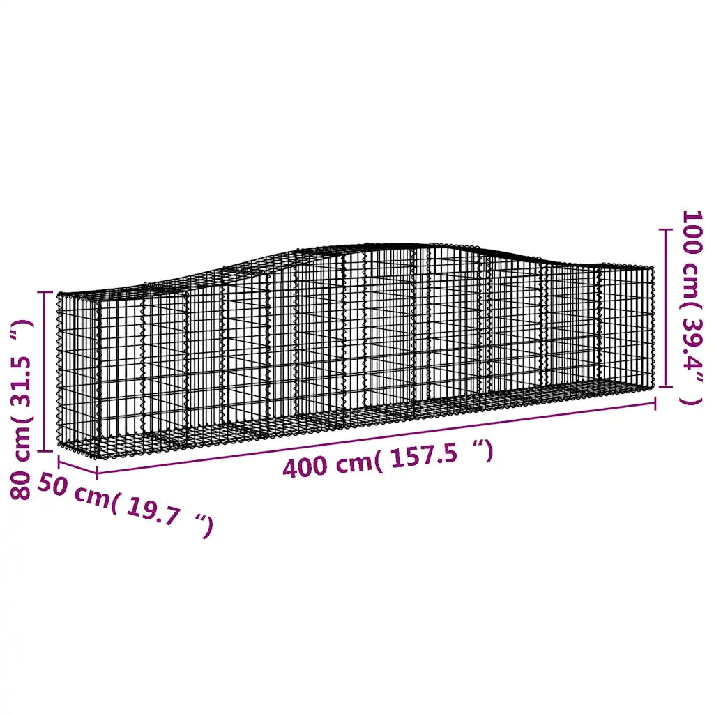 Cesti Gabbioni ad Arco 7 pz 400x50x80/100 cm Ferro Zincato 3145948